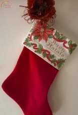 christmas stocking with poinsettia