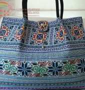 Blue Mountain Flower Large Cross-Stitch Tote Bag