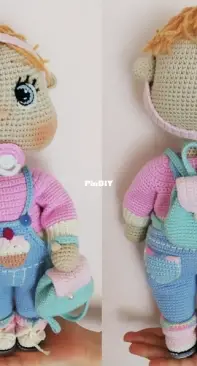 Lulu doll body with crocheted eyes (32 cm) pattern by Annea Leolea