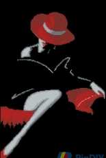 Lady in Black and red