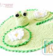 Baby Frog on a Lily Pad Hat Rug and Bum Cover by Ira Rott