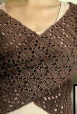Crochet Spot - Rachel Choi - Diamond Eyelet Wrap Sweater