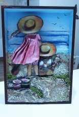 children tables relief at the beach