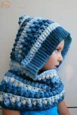 Luz Patterns - Luz Mendoza - Water blue hooded scarf cowl