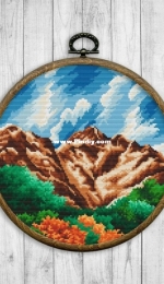 2x2 Stitch Art - Western Mountain Landscape # 38