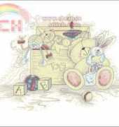 Anchor Forever Friends FRC194 I Love You Lots,  FRC208 Little Flower, FRC50 Toy Box,  FRC 190 Swinging Bear, AD348 I Love You,  FRC48 Gardening