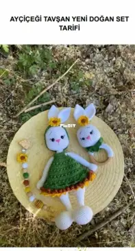 Perla toys store - Sedef Karagüzel - Sunflower Newborn  Set - Ayçiçeği Tavşan Yenidoğan Set - Turkish