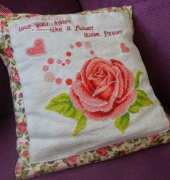 Cross Stitch - ROSE Pillow (100% printed cross stitch)