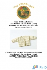 Lion Brand Yarn-70351AD Garter Ridge Baby Cardigan-Free