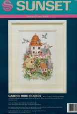 Dimensions Sunset 13046 - Garden Bird Houses - Stamped Cross Stitch