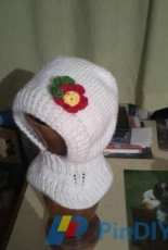 White,floral baby hat-knitting
