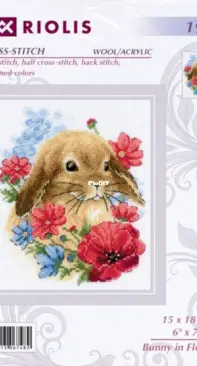 Riolis 1986 Bunny in Flowers PCS