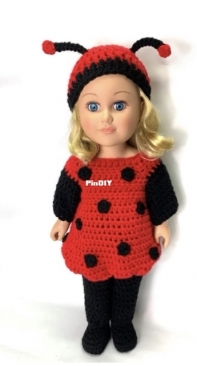 Adoring Doll Clothes - Pamela Barton - 18 inches Doll Ladybug
