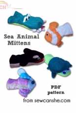 Sewcanshe - Fleece Sea Animal Mittens - Free