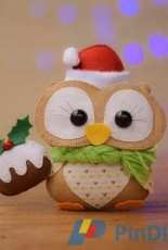 Arte Lembranças Ateliê - Corujinha Natalina por Fabi  Medico Christmas Owl Felting - Portuguese - Free