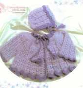 Bonnie Blue Violet Baby Sweater and Bonnet