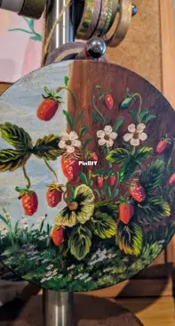 Hand painted wood panel: strawberry