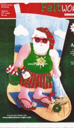 Dimensions 8121 Beach Santa Felt Stocking