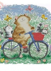 Enjoy the Ride Cats on a Bicycle by Margaret Sherry from Cross Stitch Crazy 206