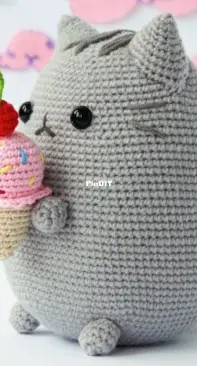 Roxys Crochet - Pusheen with Ice Cream - Кот Пушок с мороженым - Russian - Translated - Free