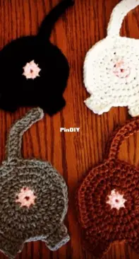 Indoor Cat Crochet - Lydia - Cat Butt Coasters - Free