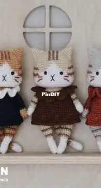 Crochet Tabby Cat Pattern PDF Brown Red Striped Kitty Crochet 