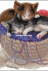 Riolis 1724 - Kittens in a Basket