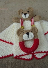 baby shower gifts- bear lovey, bear ring rattle,cocoon