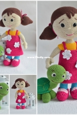 crochet doll and turtle