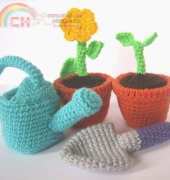 CrochetNPlayDesigns - CraftyAnna - April Showers Bring May Flowers - Flower pot play set