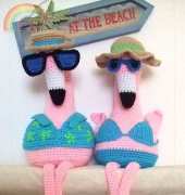 Crochet Village-CV036-Flora & Floyd  The Pink Flamingos