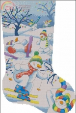 Frosty Festivities Stocking from Cross Stitch Crazy 104 and Playful Snowmen Stocking from Cross Stitch Crazy 143 both by Lucie Heaton XSD
