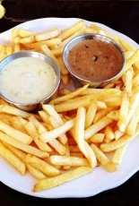 French Fries with blue cheese & mushroom sauces