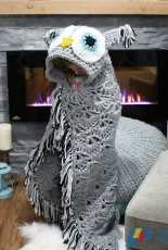 MJs Off The Hook Designs - Michelle Moore - Bulky and Quick Hooded Owl Blanket