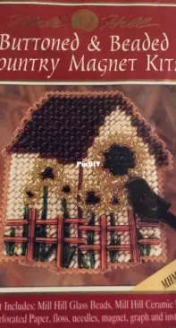 Mill Hill MHMB2 Buttoned Beaded Country Magnet kits Sunflower Birdhouse