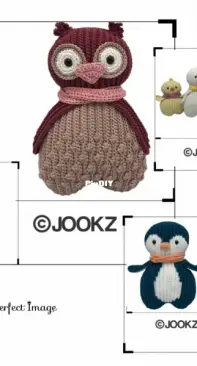 Jookz creaties - Joke Postma - Combi Ribblz Owl, Pinguin, Chicken and Chick - Combi Ribblz Uiltje, Pinguin, Kip en kuiken - Dutch