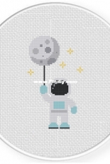 Daily Cross Stitch - Spaceman Moon Balloon
