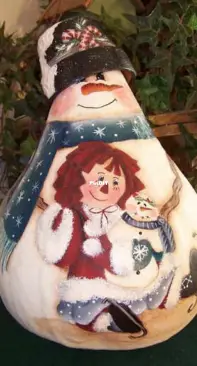 Snowman and Raggedy Ann Gourd 3 by Cindy Trombley