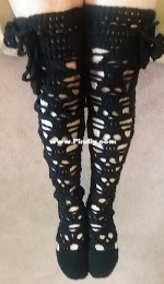 Spider Mambo Designs - Laurie Kahn - Creepy Skull Thigh High Stockings