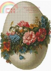 Free Cross Stitch Online - Easter Egg with Flowers