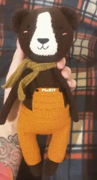Teddy bear in overalls