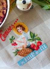 Cherry kitchen towel by Les Brodeuses Parisiennes