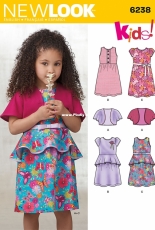 New Look 6238 girls dresses/bolero sewing pattern set