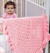 Red Heart One Ball Ruffled Blankie-Crochet