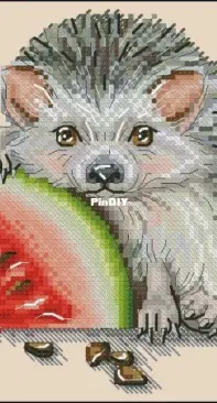 Hedgehog with watermelon. Design by Aleksandra Kulakova