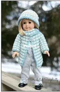 A Crocheted Simplicity - Jennifer Pionk - Jennifer Renaud - 18inch Doll Houndstooth Jacket and Cloche