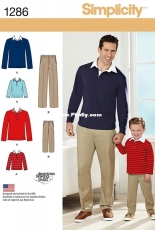Simplicity 1286 sizes 34-46 boys’ and men’s classic pants with updated fit and jersey shirt