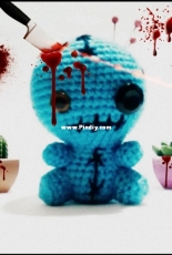 Voodo Doll pattern Blue Rabbit