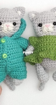 Crochet Toys Basket - Olga Lukoshkina - Cat with Clothes - Russian