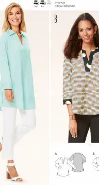 Burda  6633 Women's Tunic Sizes 10-20